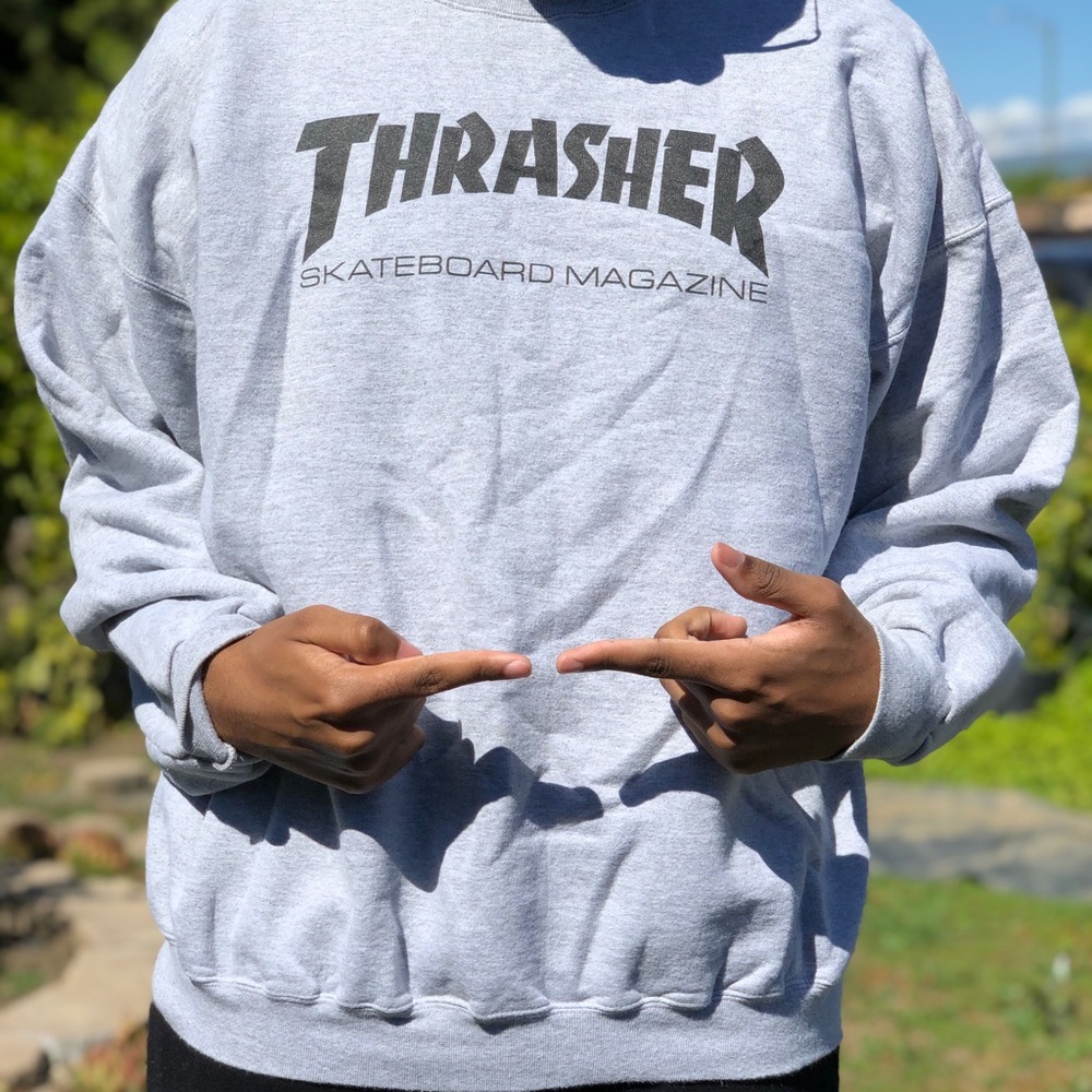Thrasher crewneck sweatshirt light grey size xl